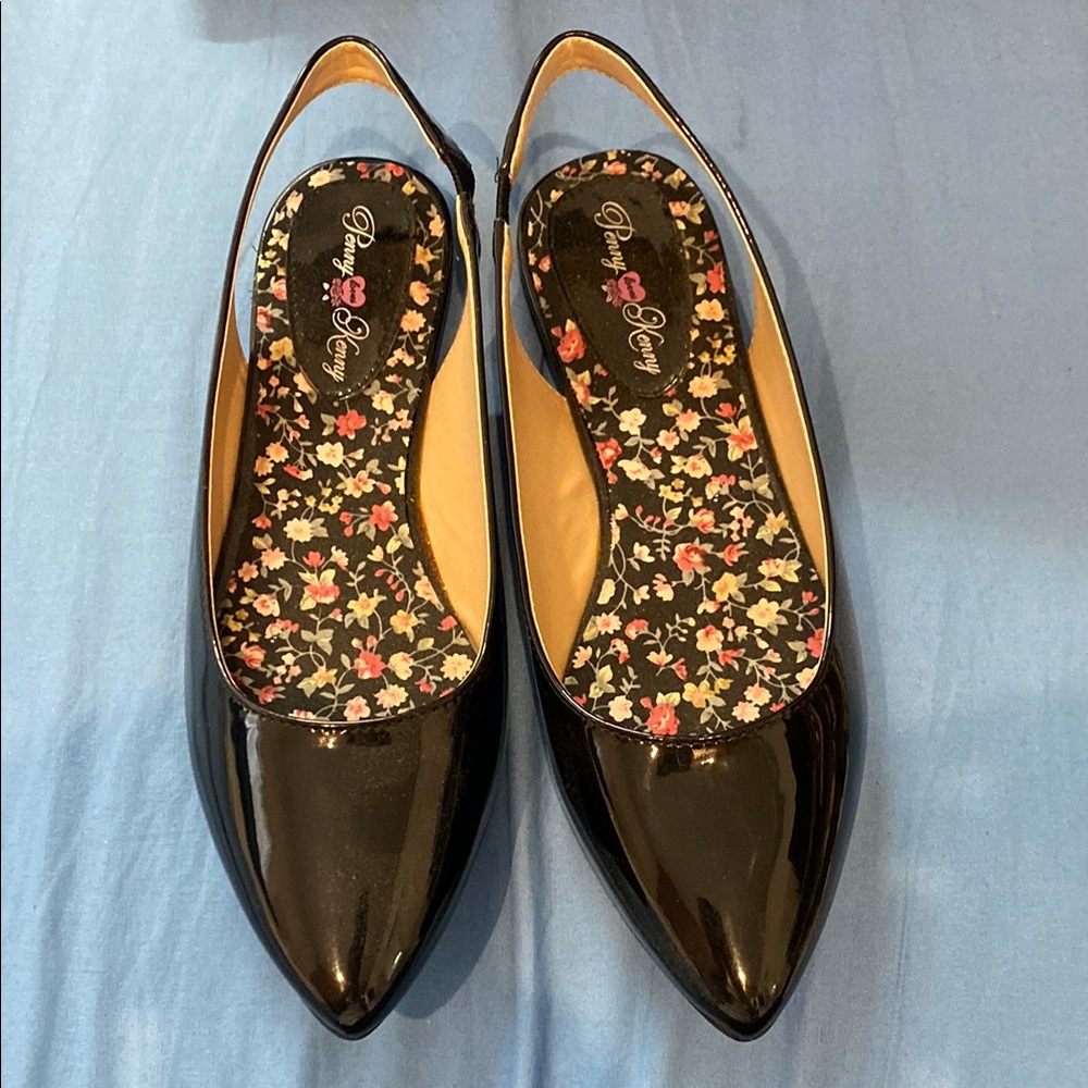 Black Patent Leather Slingback Flats